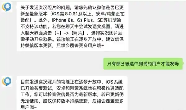 微信客服官宣:实况图功能上线,iOS用户抢先体验